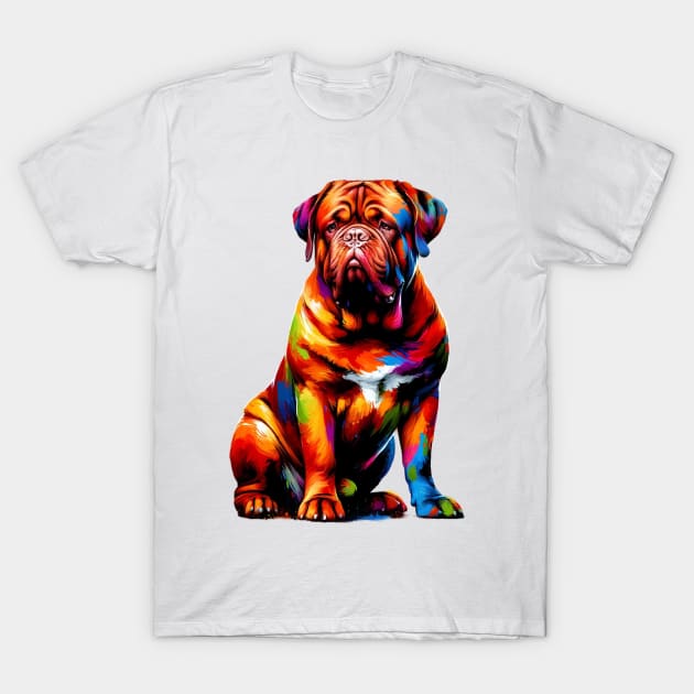 Colorful Dogue de Bordeaux in Splash Art Style T-Shirt by ArtRUs